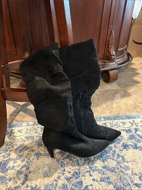 Bar III Black Slouchy Knee-High Suede Boots